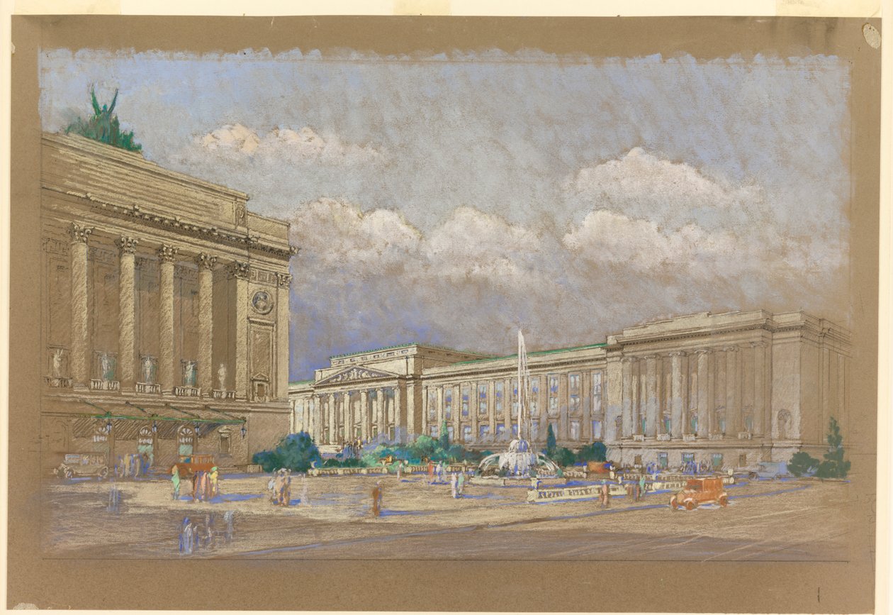 Studie för Proposed Music and Arts Center, New York, NY av Arnold William Brunner