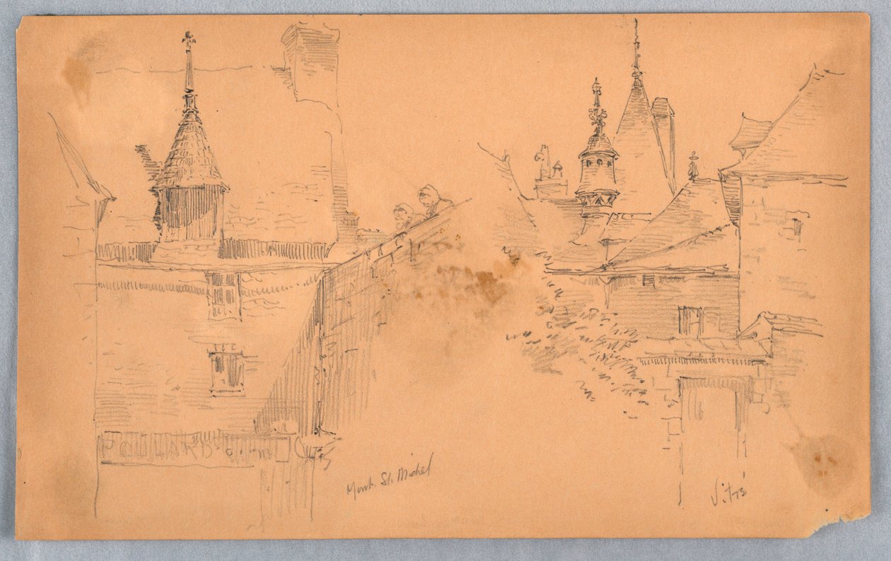Två scener vid Mont St. Michel och Vitré av Arnold William Brunner