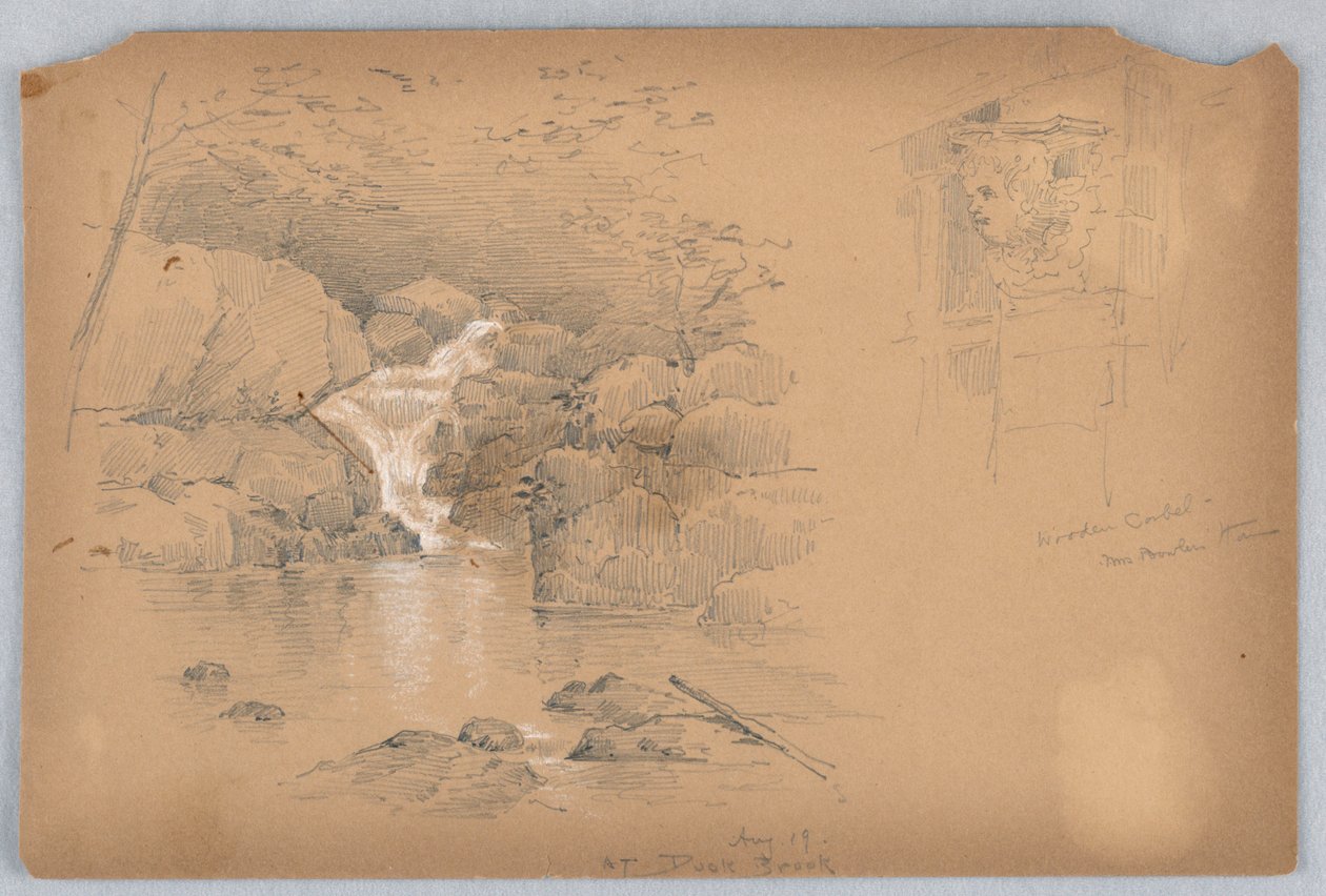 Två skisser, Corbel och Waterfall av Arnold William Brunner