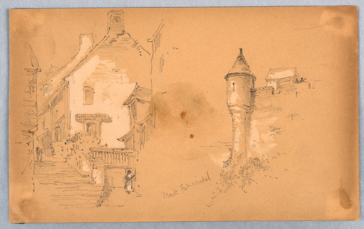 Två skisser på Mont. St Michel av Arnold William Brunner