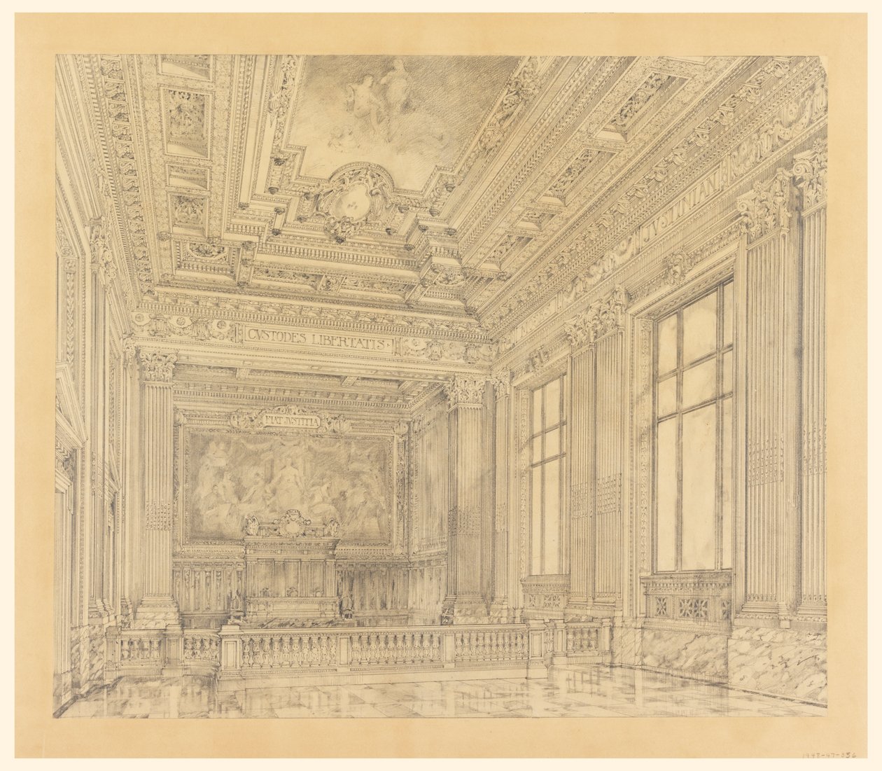 Utsikt över Court Room, Federal Building, Cleveland, OH av Arnold William Brunner