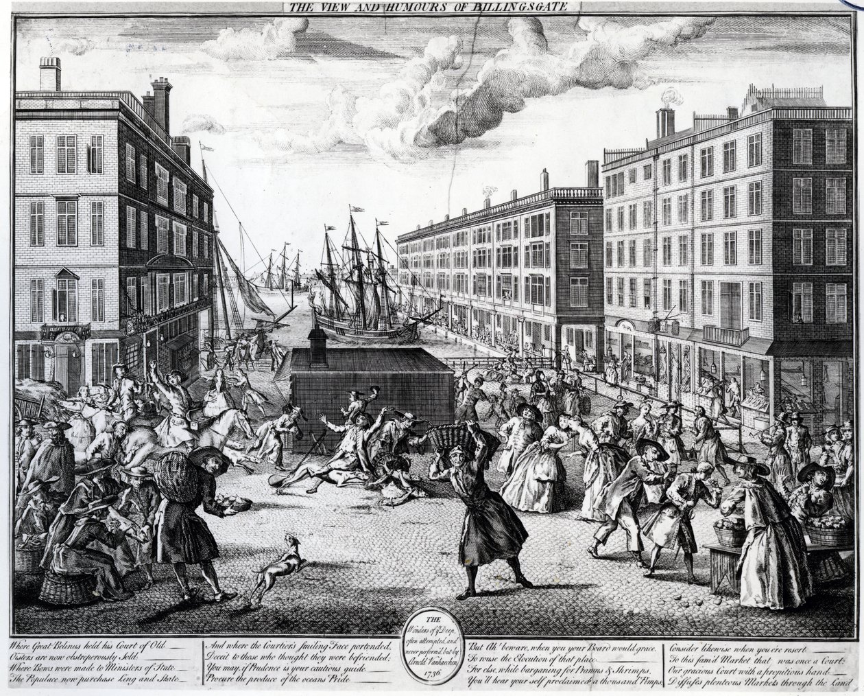 The View and Humors of Billingsgate, 1736 av Arnold van Haecken