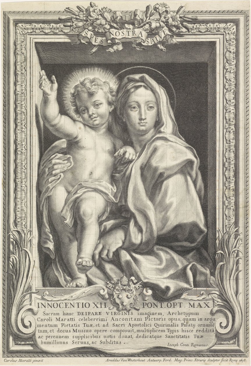 Maria med Kristusbarnet Spes Nostra Salve (titel på objekt) av Arnold van Westerhout