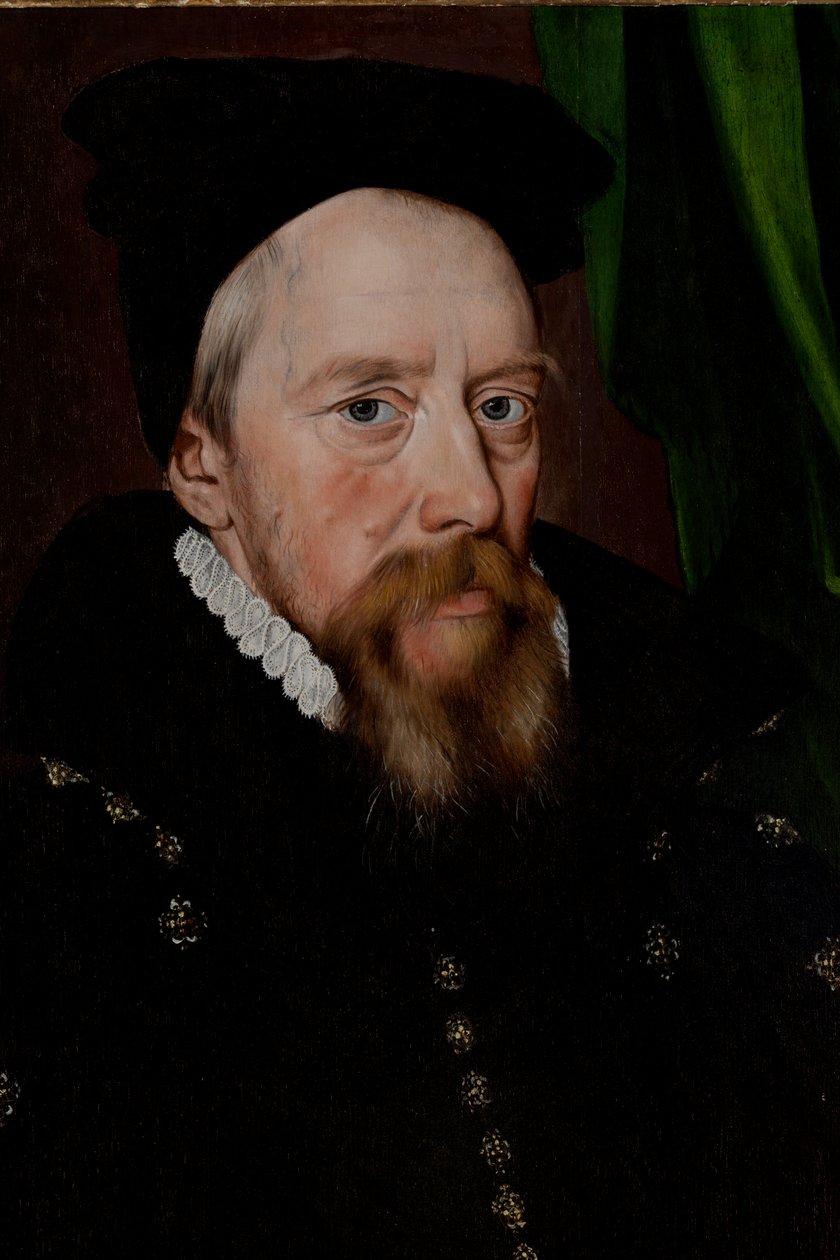 William Cecil, Lord Burghley (1520-1598), ca 1575 (olja på panel) av Arnold von (by or after) Brounckhorst