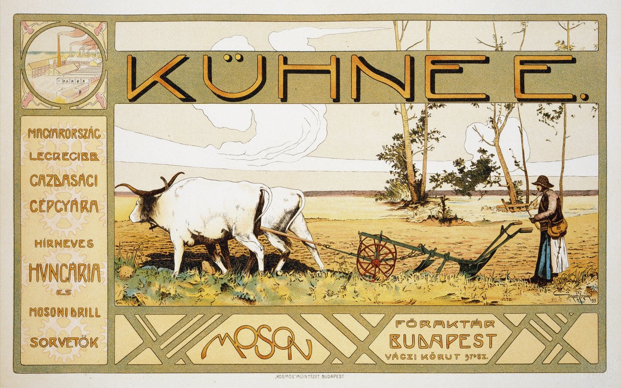 Reproduktion av en affisch som annonserar Kuhnee Agricultural Manufacturers, 1899 av Arpad Basch
