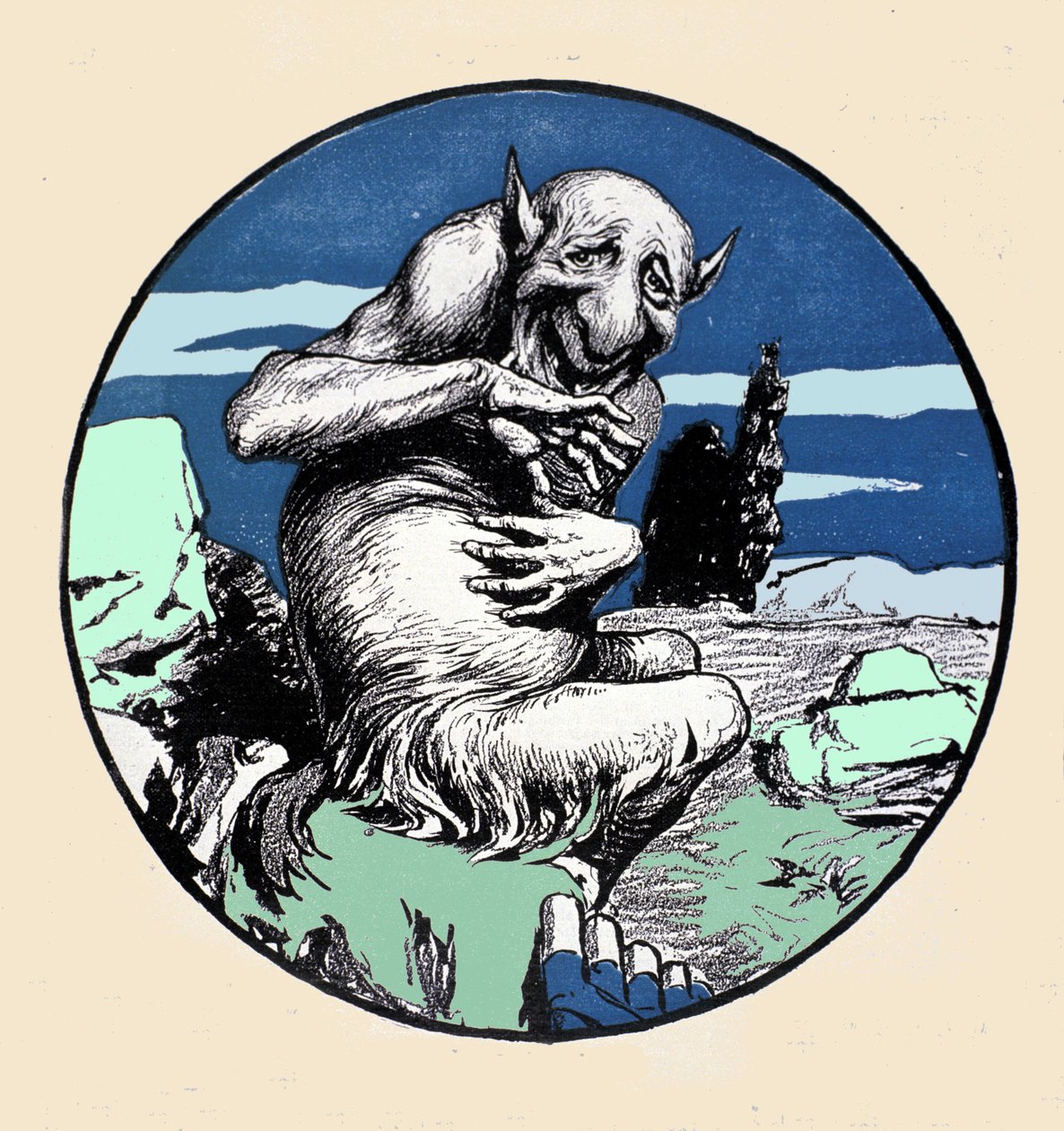 Guden Pan, halv get mi man. Illustration av Arpad Schmidhammer för Jugend av Arpad Schmidhammer
