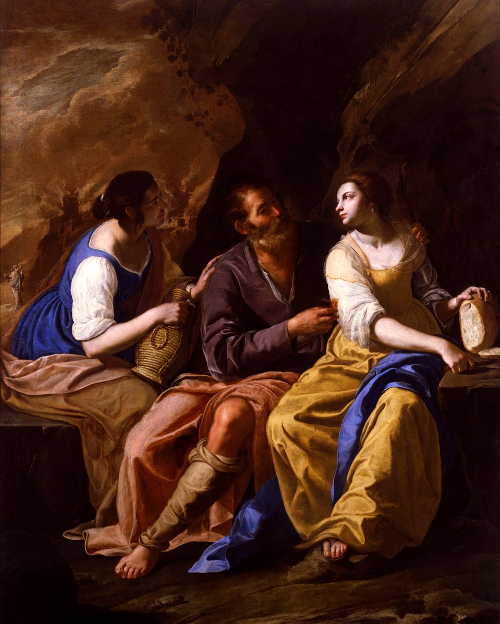Italienska:  Lot e le sue figlie Lot och hans döttrar av Artemisia Gentileschi