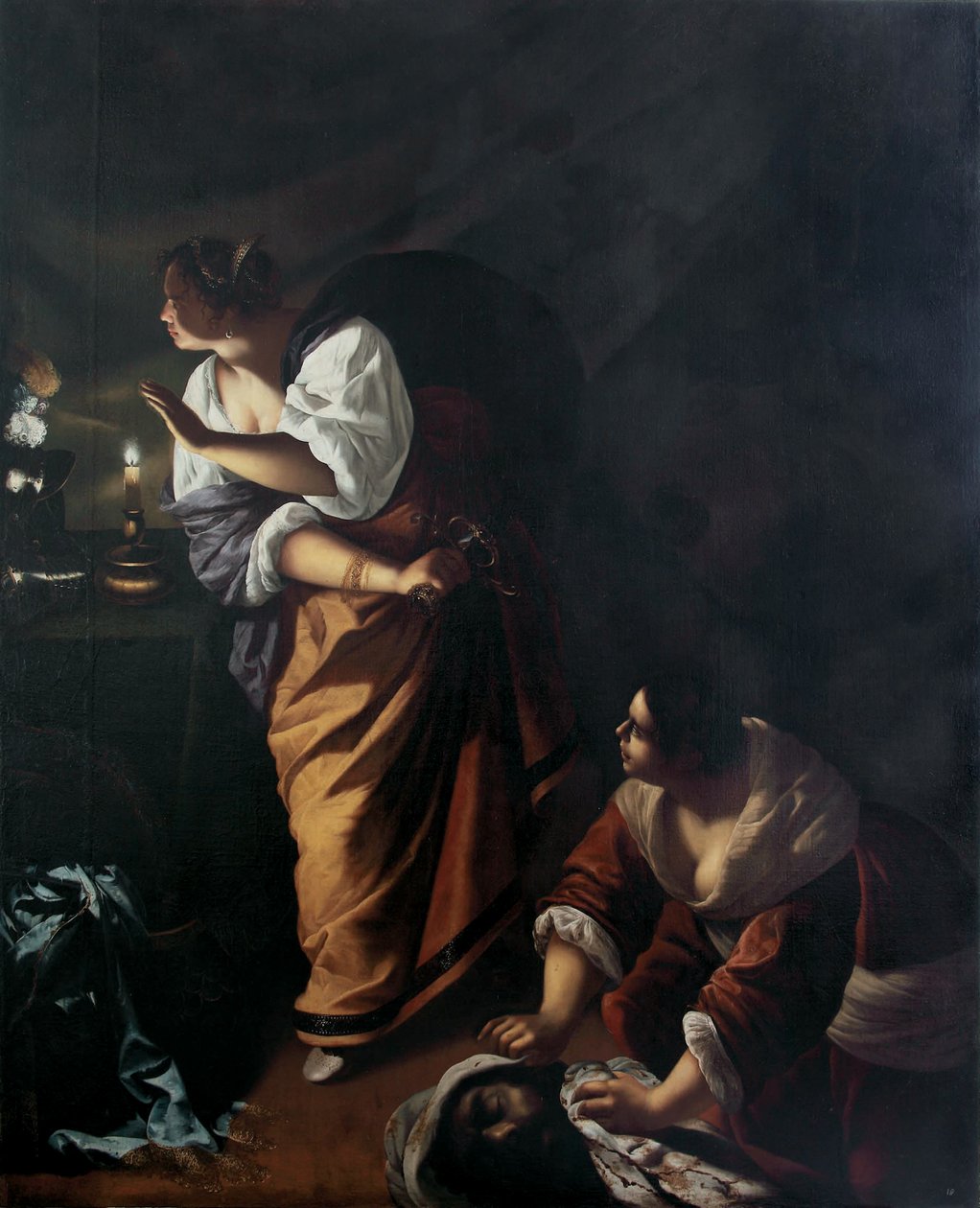 Judith och hennes piga Abra med huvudet av Holofernes, ca. 1647-1648 av Artemisia Gentileschi
