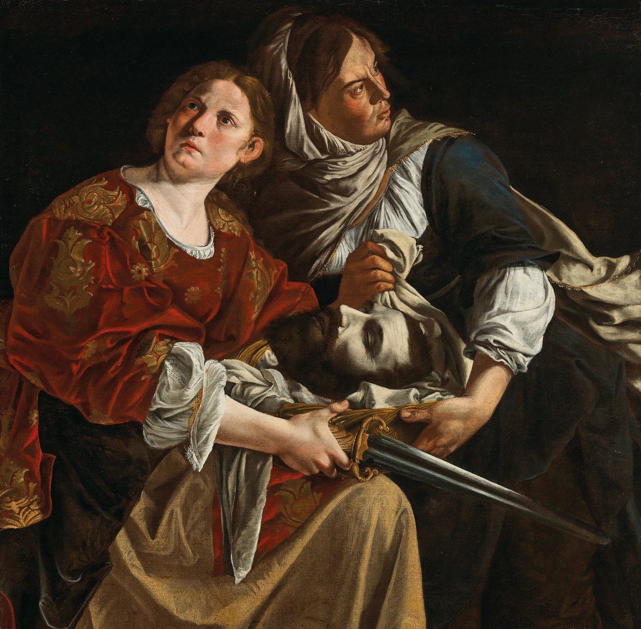 Judith med huvudet av Holofernes och en tjänare. av Artemisia Gentileschi