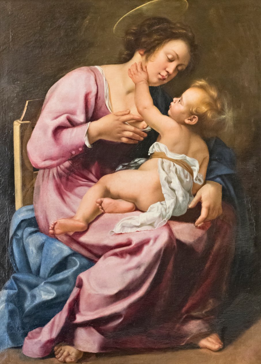 Madonna ammar Jesusbarnet av Artemisia Gentileschi