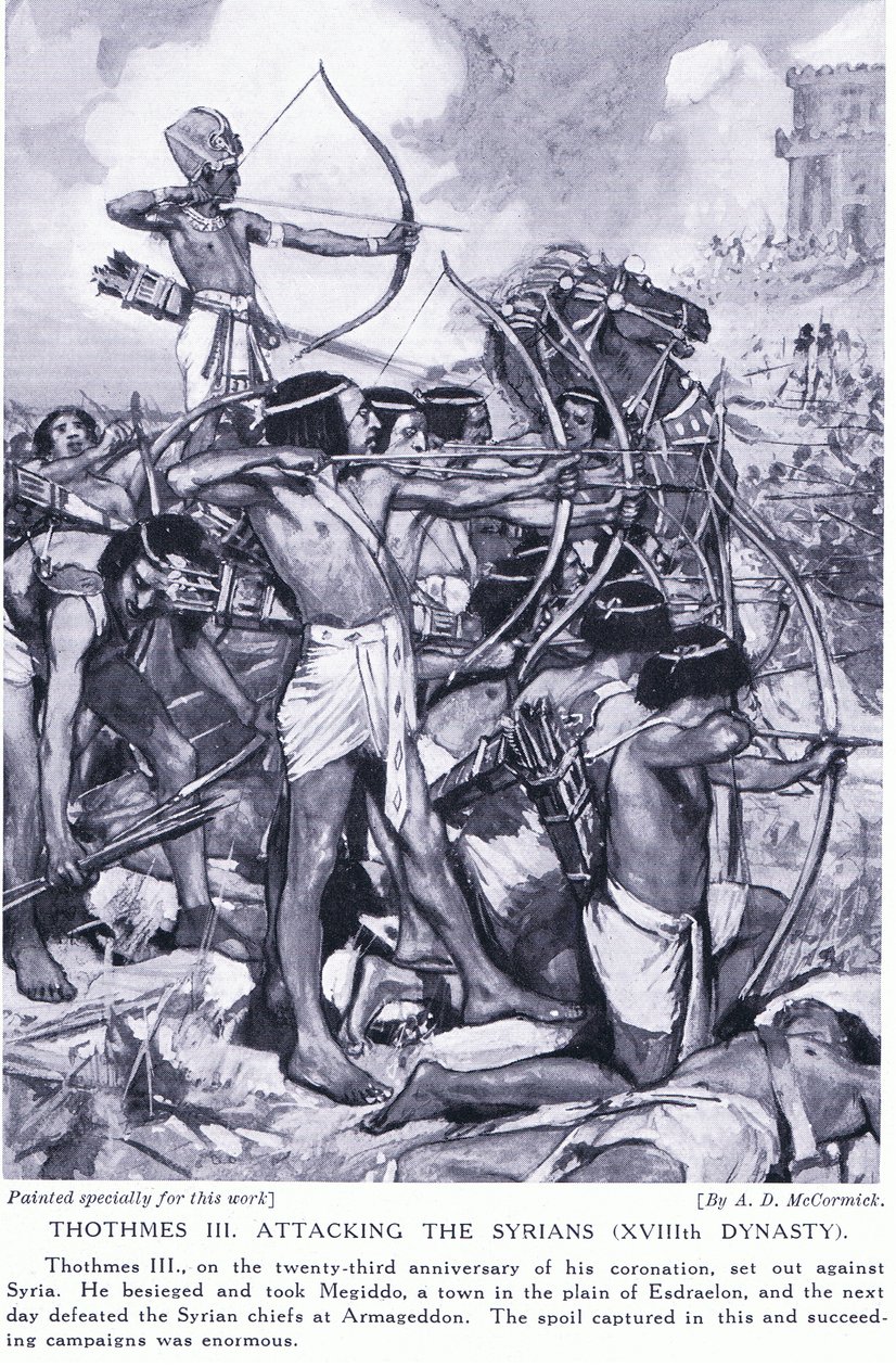 Thomthes III attackerar syrierna (XVIII:e dynastin), ca 1920 av Arthur David McCormick