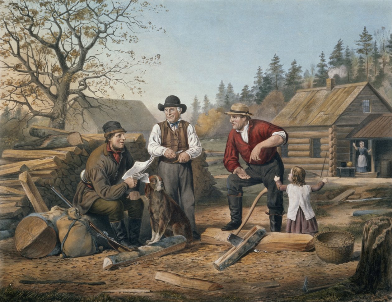 Arguing the Point, graverad av Nathaniel Currier (1813-88) 1855 av Arthur Fitzwilliam Tait