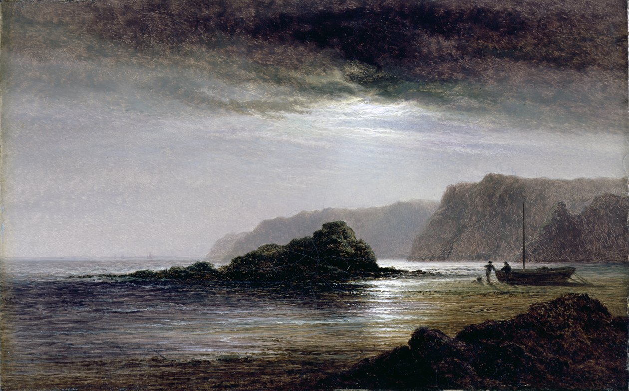 Kustlandskap av månsken av Arthur Gilbert