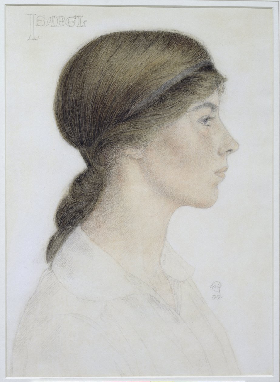 Isabel Margaret Jordan, 1919 (wc och penna på papper) av Arthur Joseph Gaskin