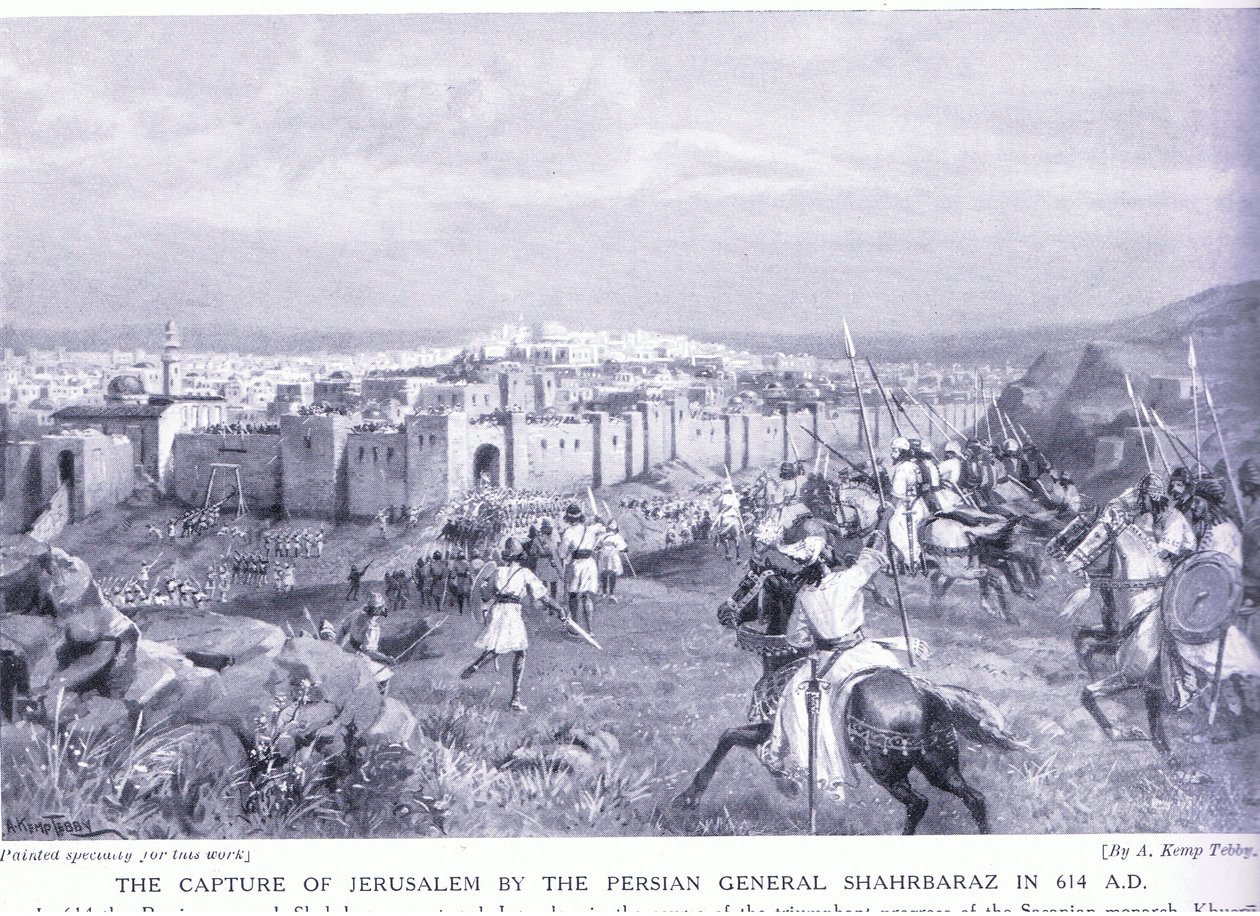 Erövringen av Jerusalem av den persiske generalen Shahrbaraz år 614 AD av Arthur Kemp Tebby