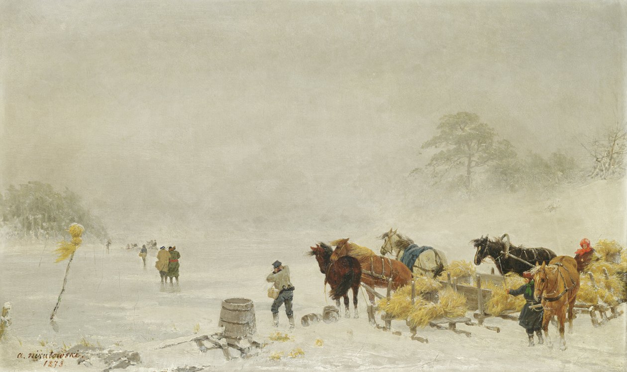 Slädar på isen, 1873 av Arthur Nikutowski