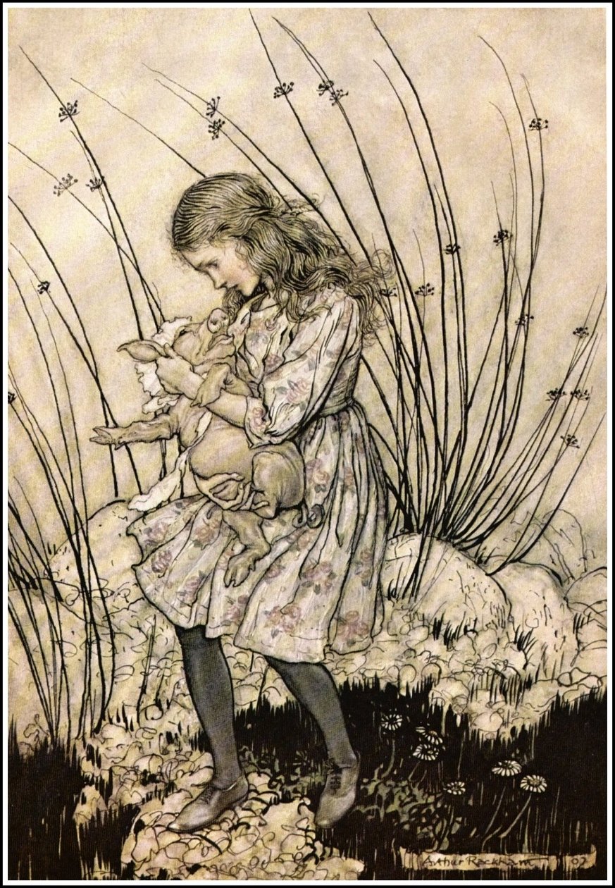  Alices Adventures in Wonderland - It grunted again so violently that she looked down into its face in some alarmn av Arthur Rackham