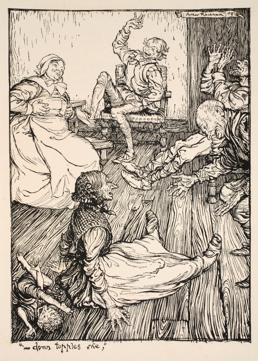 ..Down välter hon, illustration från 