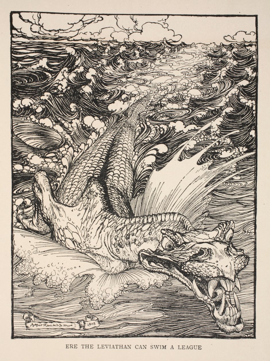 Innan Leviathan kan simma en liga, illustration från "Midsummer Nights Dream" av William Shakespeare, 1908 av Arthur Rackham