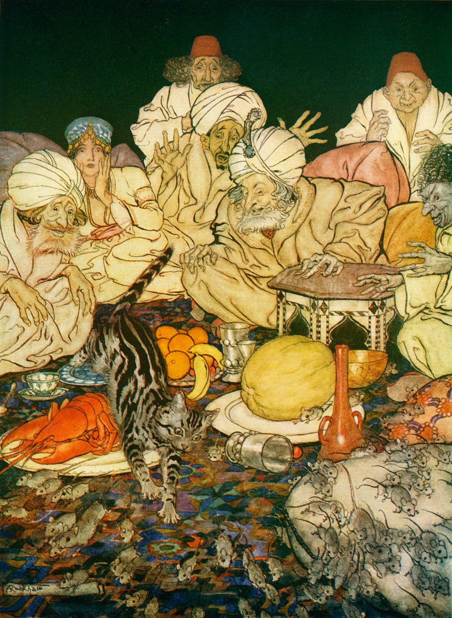 Illustration till Dick Whittington och hans katt, från engelska sagor återberättade av F.A. Steel, 1927 av Arthur Rackham
