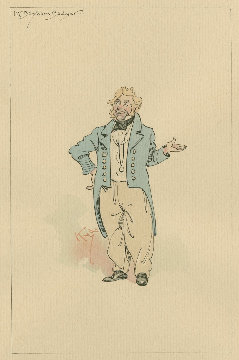 Mr Bayham Badger, ca 1920-talet (penna och bläck med wc på papper) av Arthur Rackham