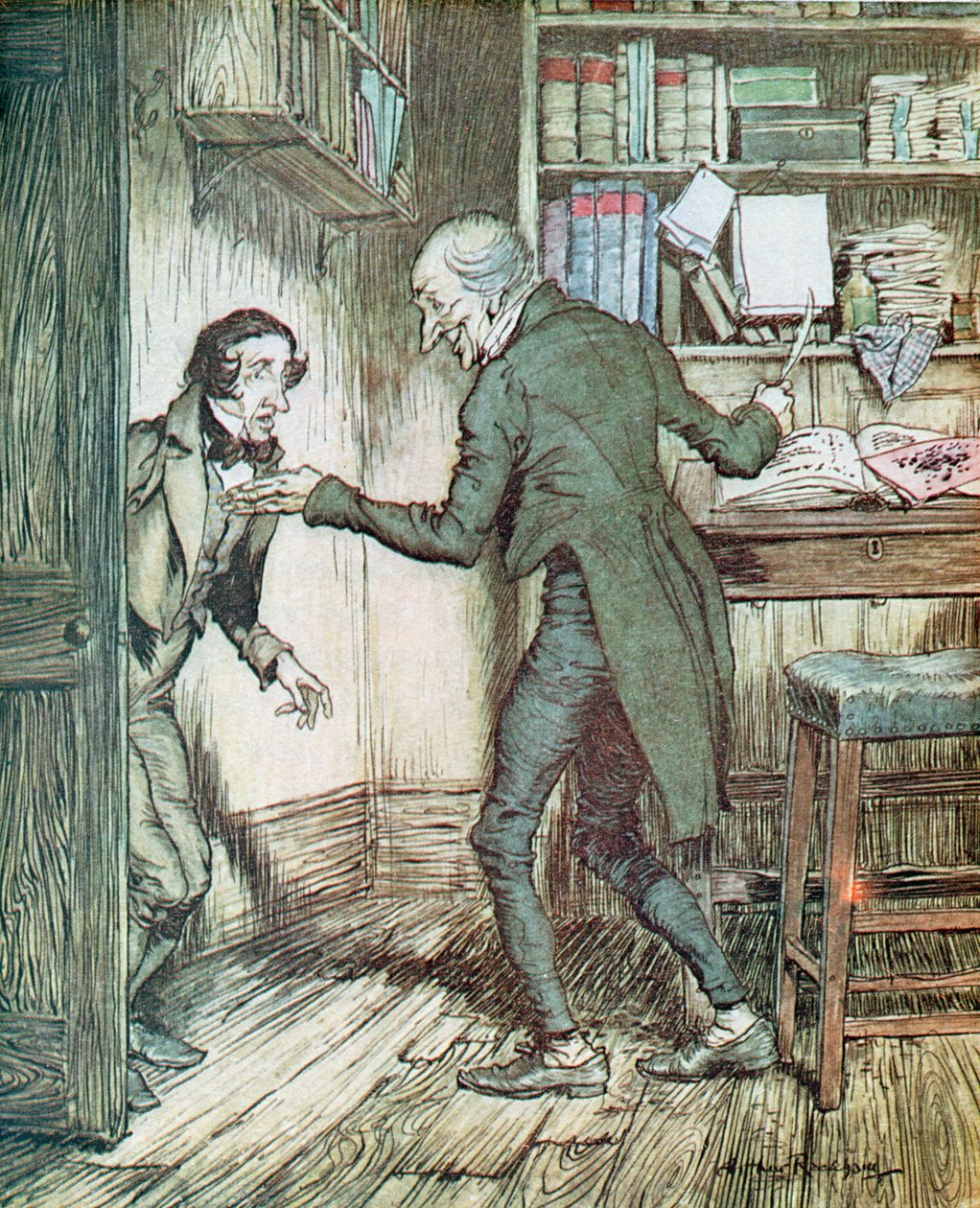 Scrooge och Bob Cratchit, från Dickens 
