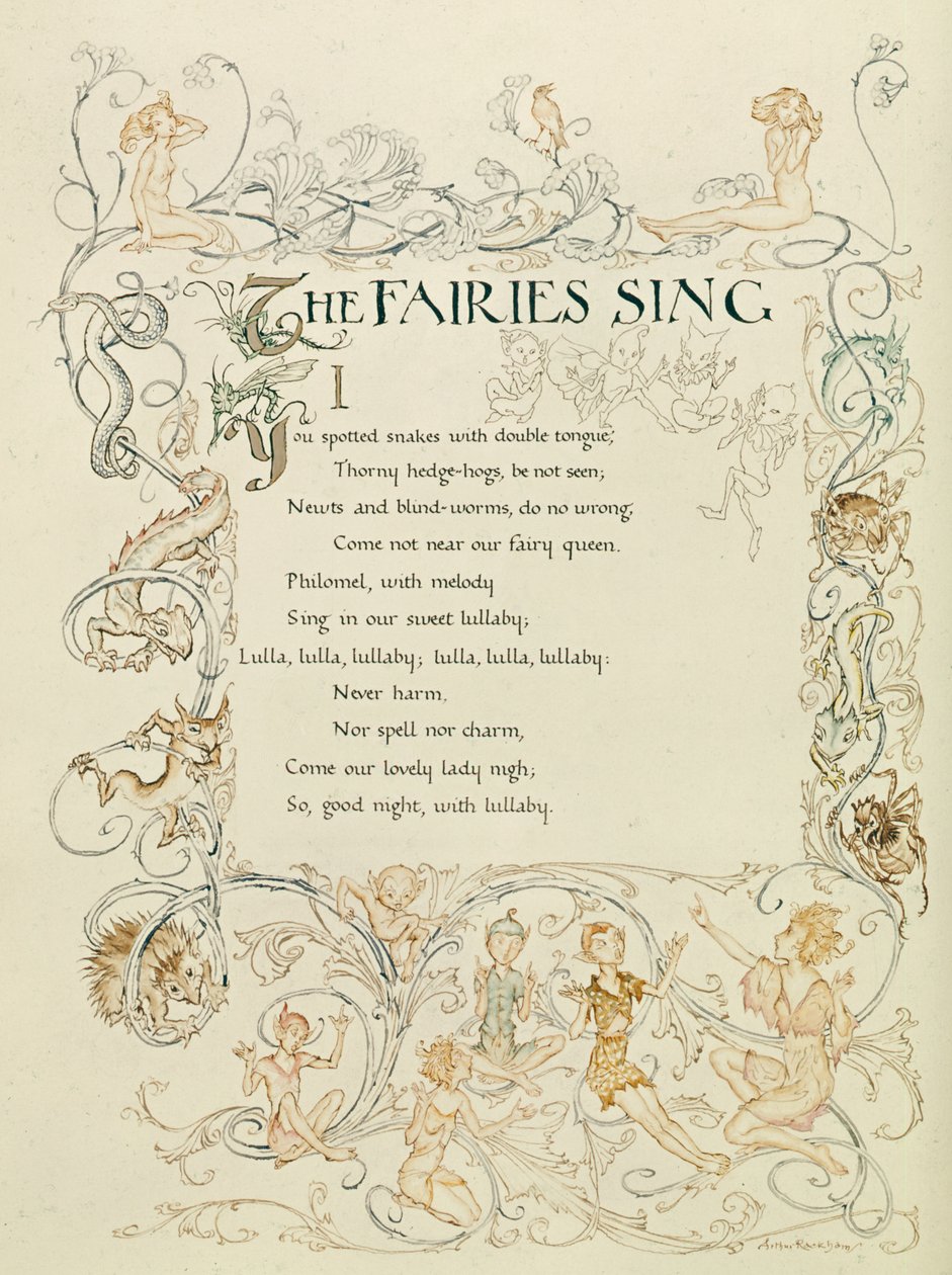Feerna sjunger, från "En midsommarnattsdröm", 1908 av Arthur Rackham