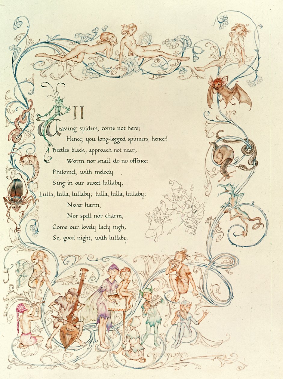 Sången om älvorna, från "En midsommarnattsdröm", 1908 av Arthur Rackham