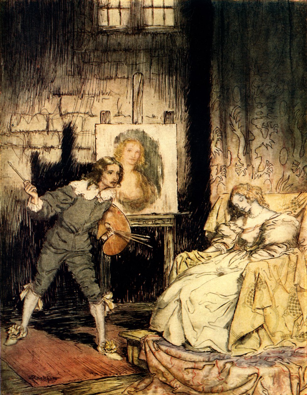 Det ovale portræt af Edgar Allan Poeswed av Arthur Rackham