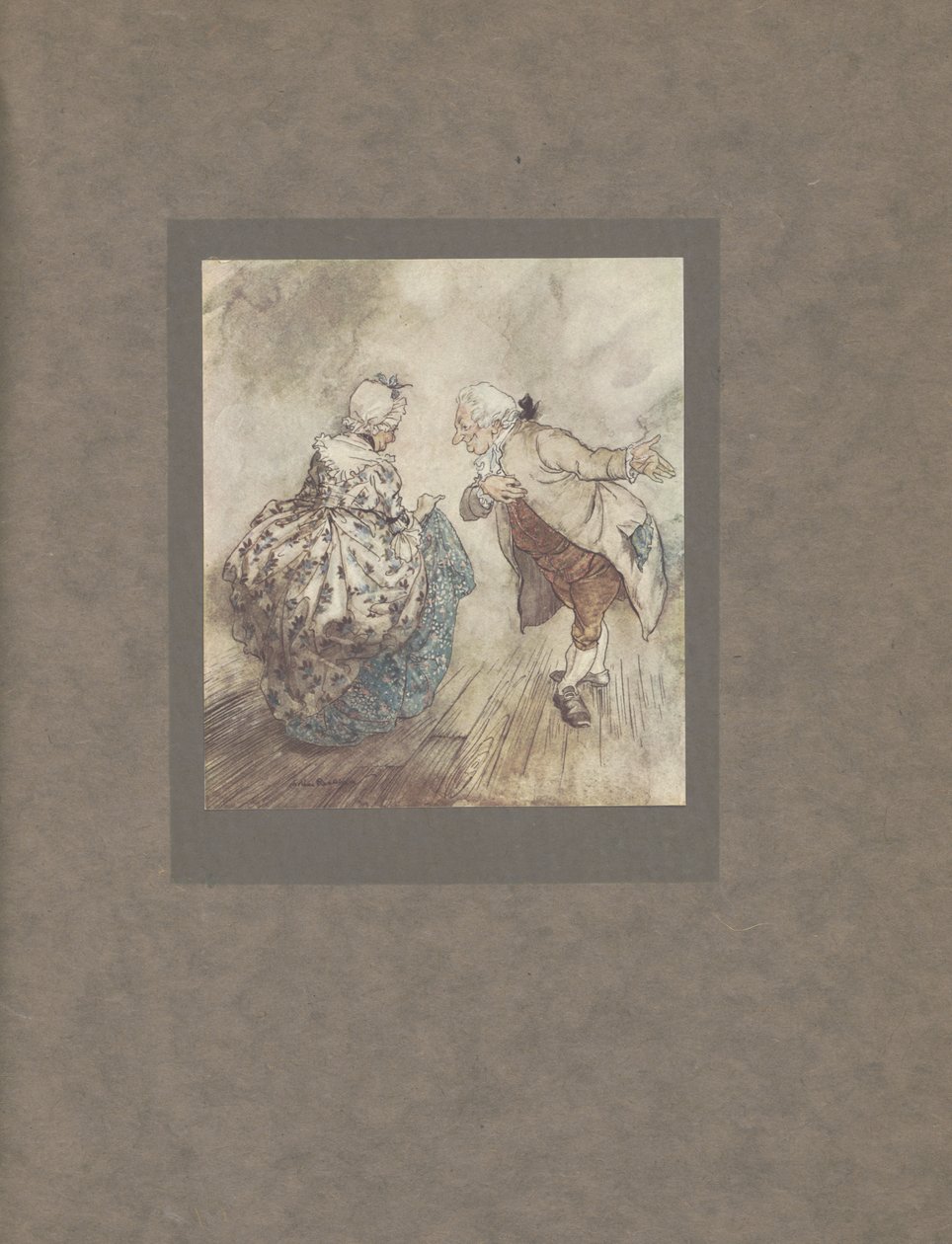 "Då stod gamla Fezziwig ut för att dansa med fru Fezziwig", 1915 av Arthur Rackham