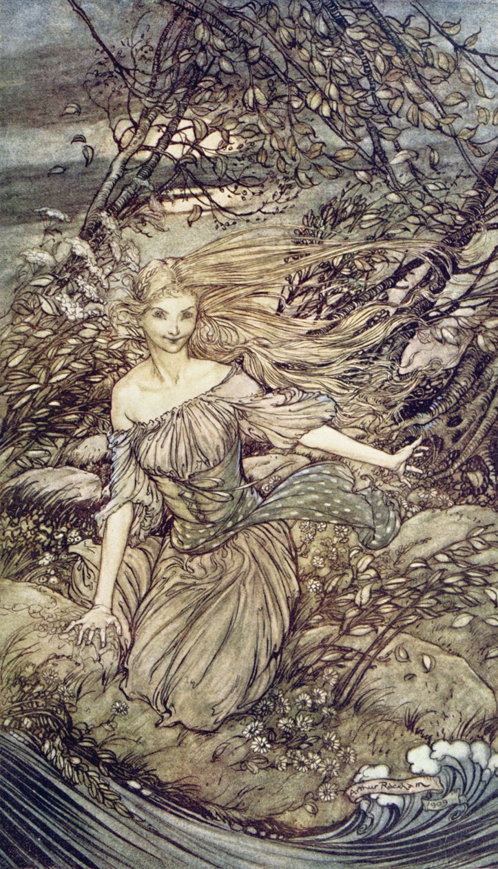 Undine, illustration från boken av Baron Friedrich de la Motte Fouque (1777-1843) 1909 av Arthur Rackham