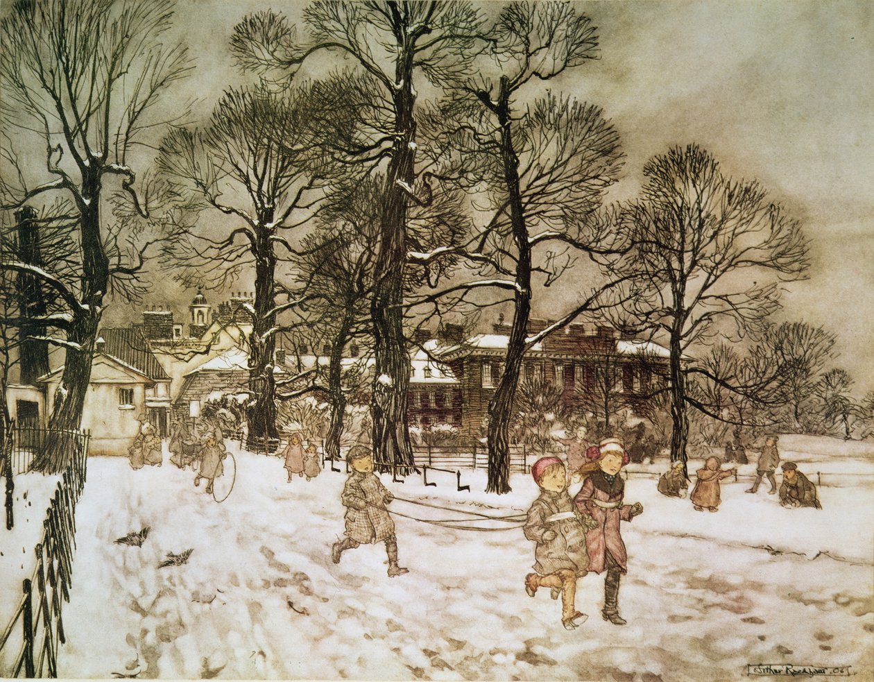 Winter in Kensington Gardens från "Peter Pan in Kensington Gardens" av J.M. Barrie, 1906 av Arthur Rackham