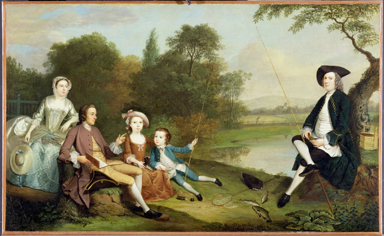 Porträtt av en familj, traditionellt känd som Swaine-familjen i Fencroft, Cambridgeshire, 1749 av Arthur Devis