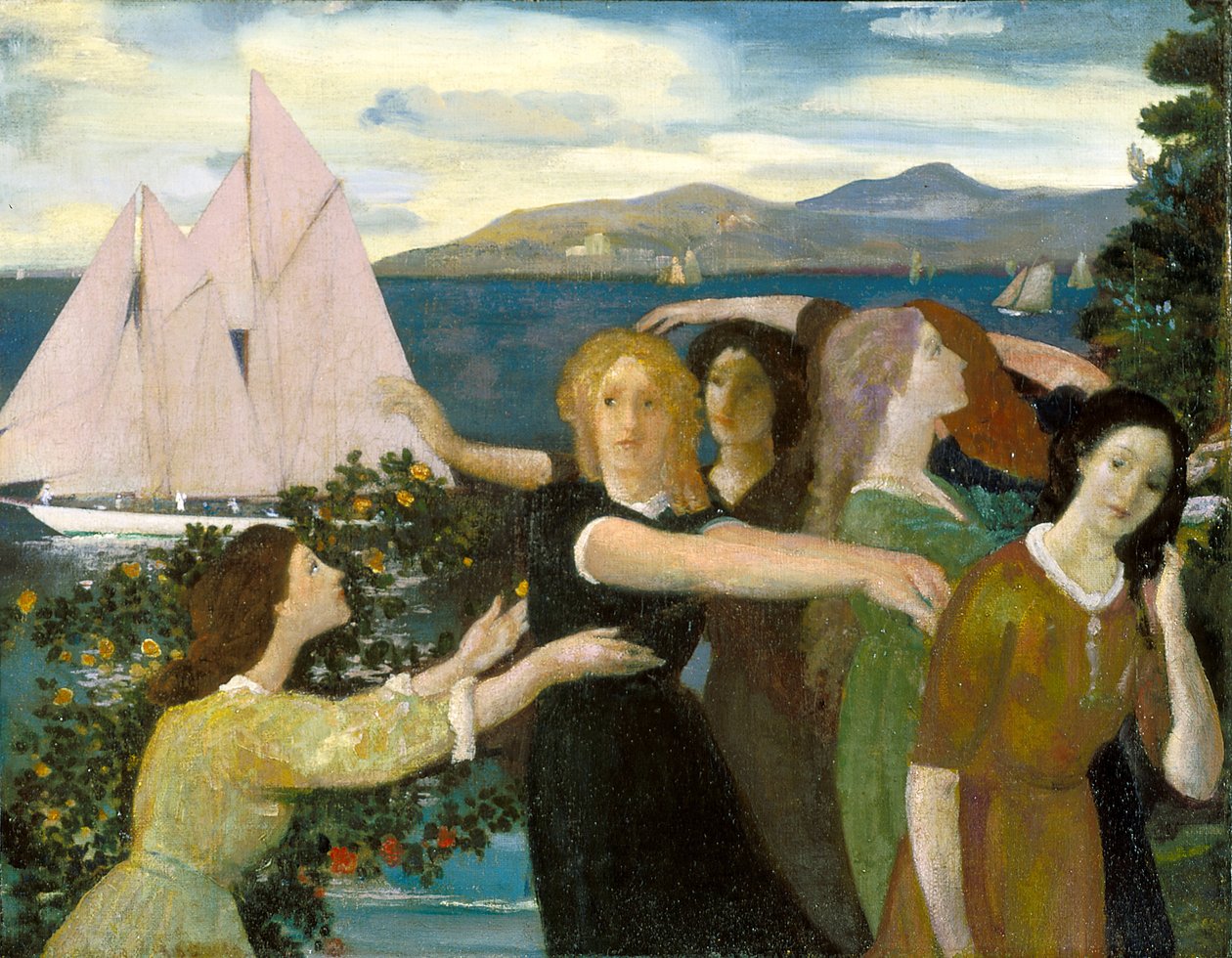 Across The Harbor (olja på duk) av Arthur Bowen Davies