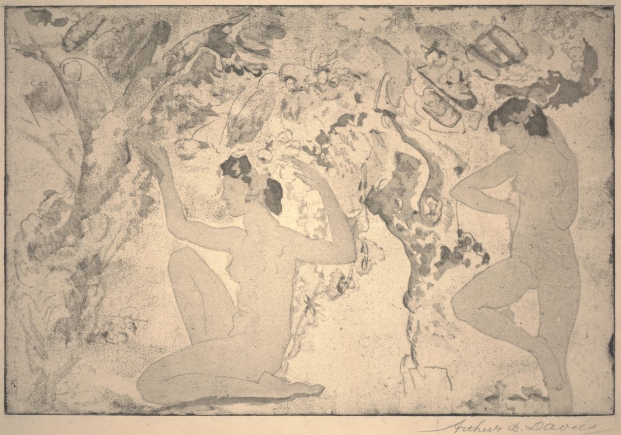 Angled Beauty, tryck gjord av Ernest Haskell, 1918 av Arthur Bowen Davies