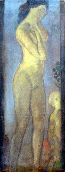Mor och barn (olja på duk) av Arthur Bowen Davies