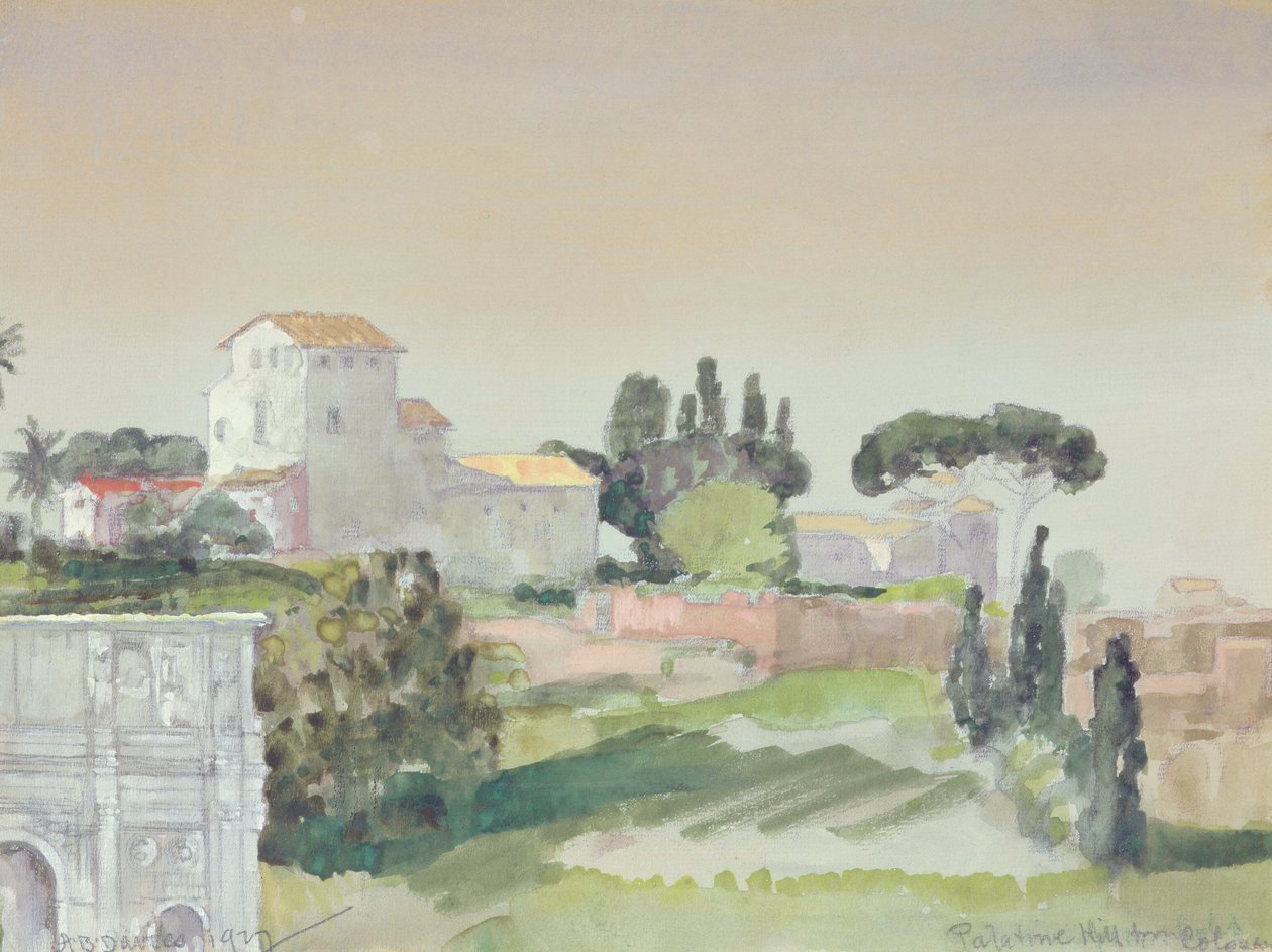 Palatinska kullen från Colosseum, 1927 (wc på papper) av Arthur Bowen Davies