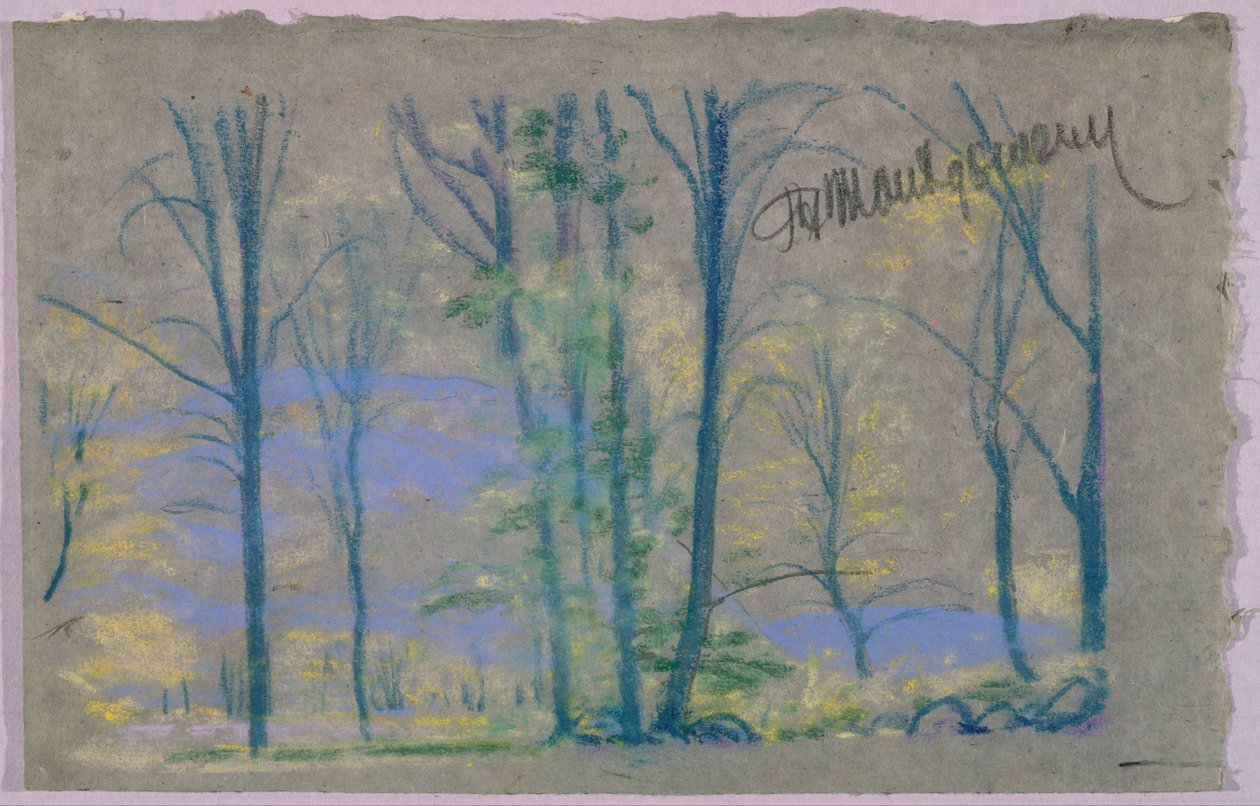landskap med träd från A.B. Davies bok, upplaga -23, 50 av Arthur Bowen Davies