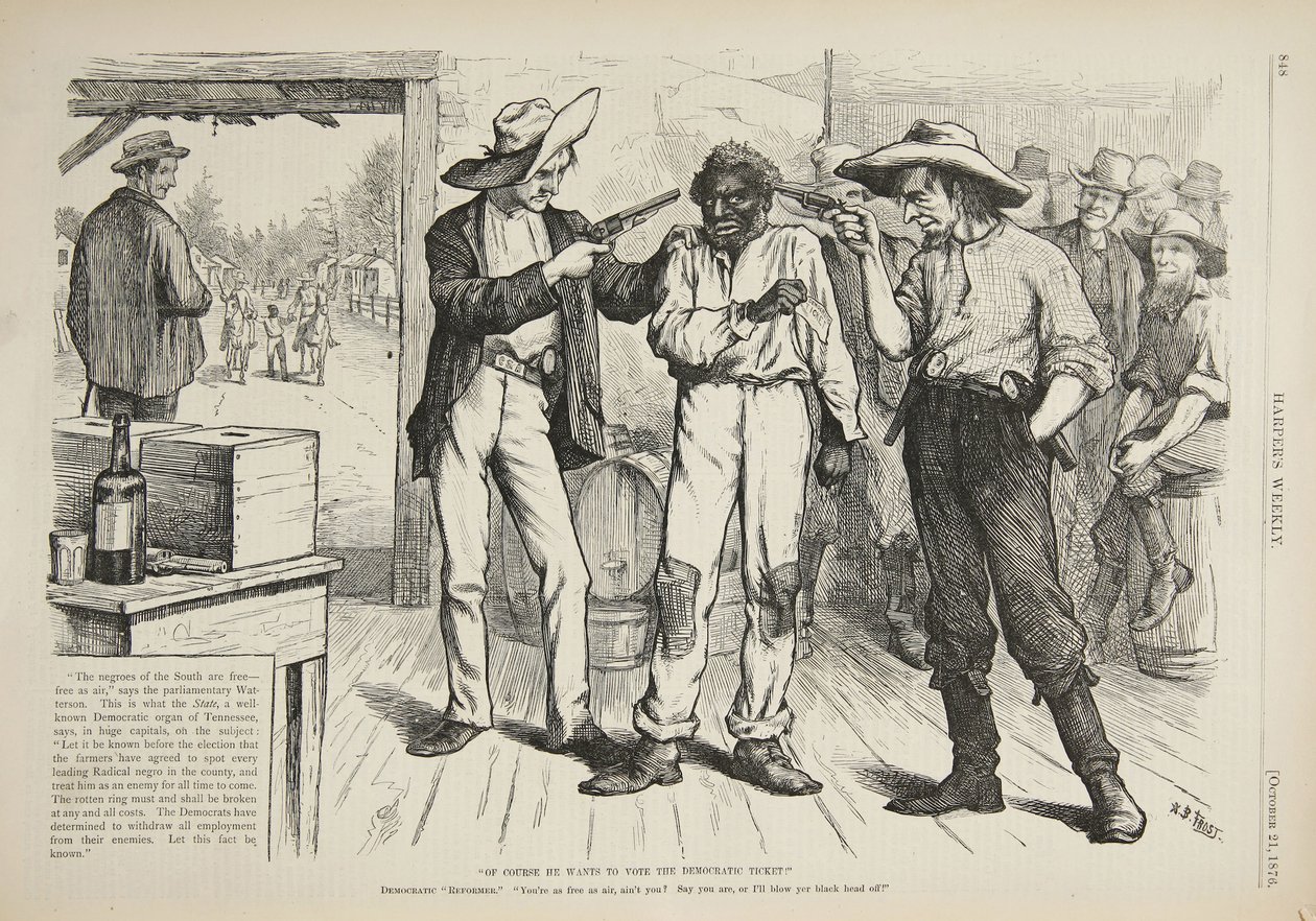 Naturligtvis vill han rösta på den demokratiska biljetten, 1876 av Arthur Burdett Frost