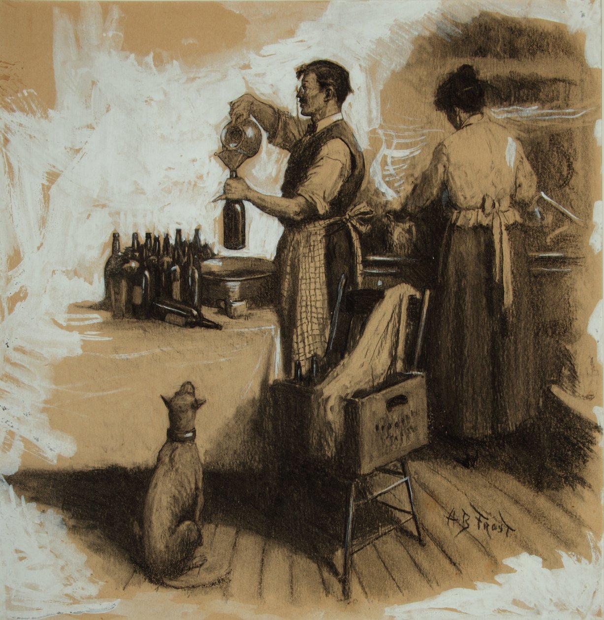 The Bootleggers (kol och gouache på board) av Arthur Burdett Frost