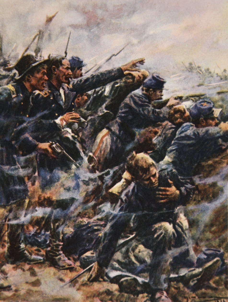High Tide at Gettysburg, illustration från "This Country of Ours, The Story of the United States" av H.E. Marshall av Arthur C. (after) Michael