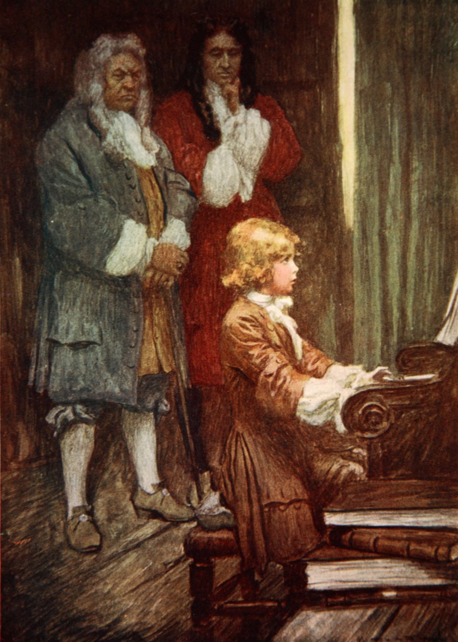 Under tystnad väntade de medan Händel spelade (colour litho) av Arthur C. (after) Michael