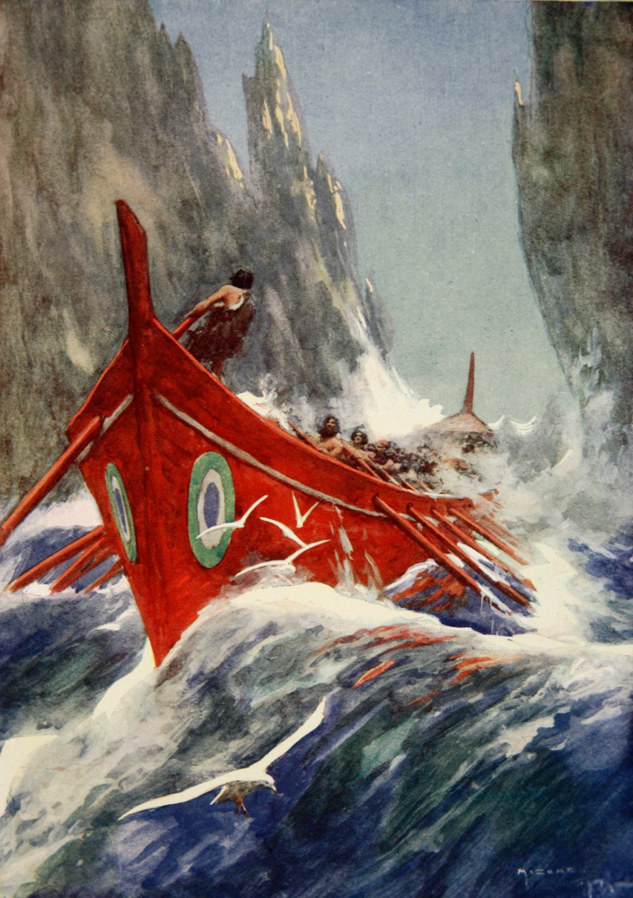 Jason and the Argonauts, ca 1925 (lito i färg) av Arthur C. (after) Michael