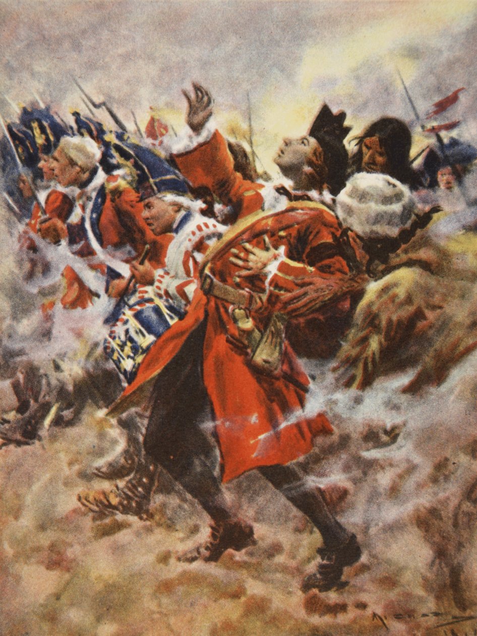 The death of Wolfe, illustration från "This Country of Ours, The Story of the United States" av H.E. Marshall av Arthur C. (after) Michael