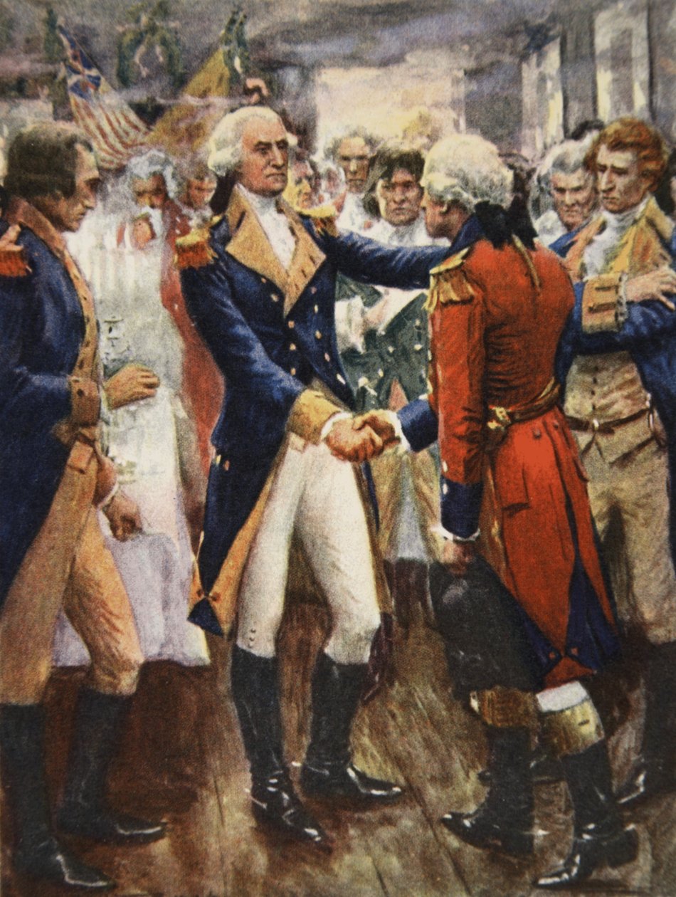 Washington tar avsked med sina officerare, illustration från 
