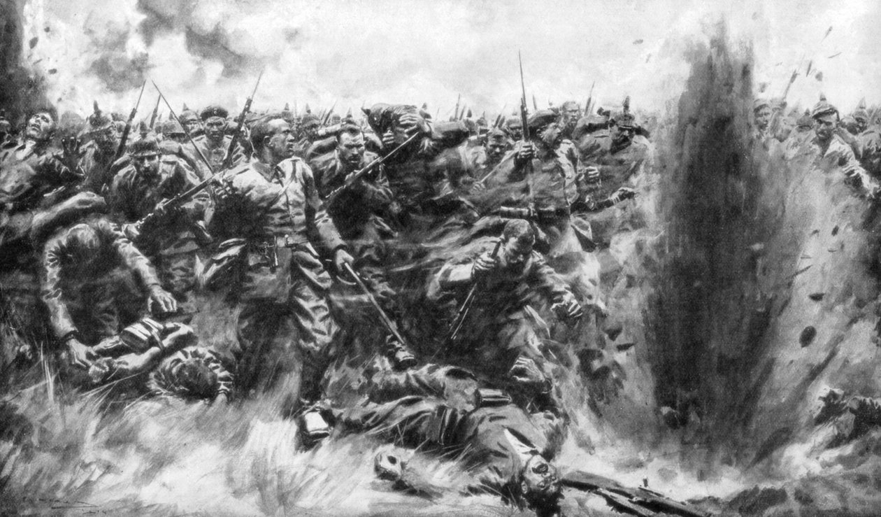 En massiv tysk attack på den brittiska fronten, första världskriget, 1914 1926. av Arthur C. Michael