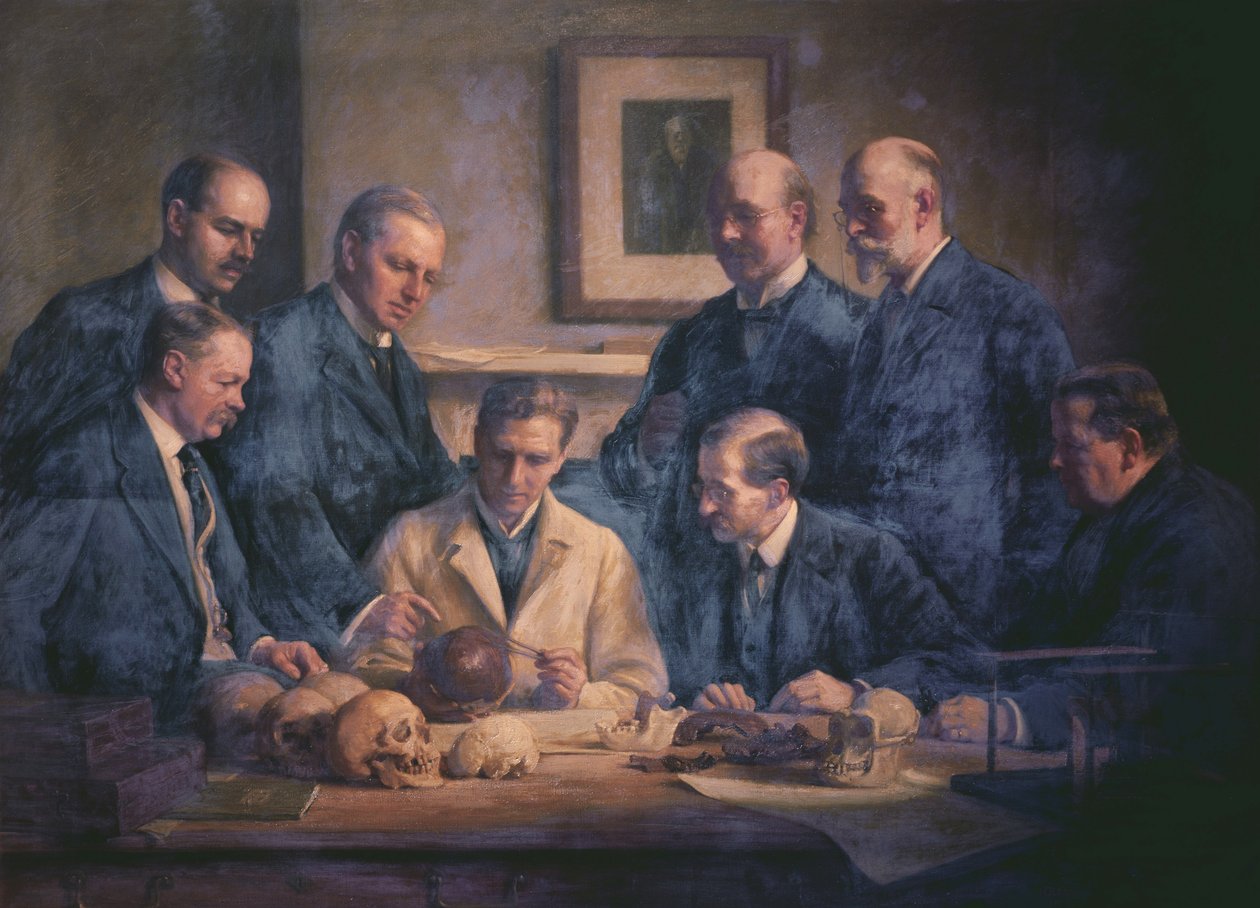 Upptäckten av Piltdown-mannen 1911 av Arthur Claude Cooke
