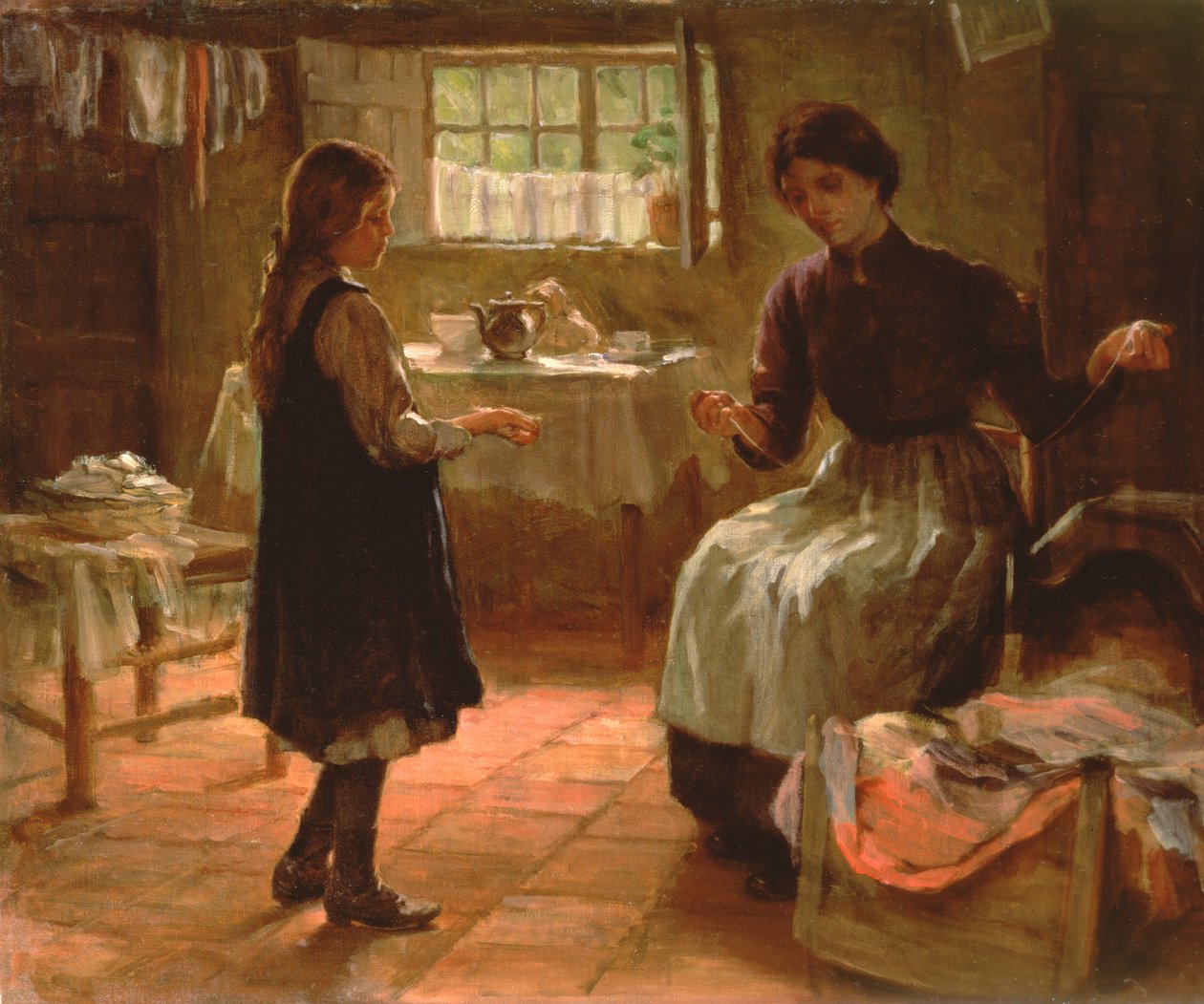 Domestic Lesson, c.1890 (olja på duk) av Arthur Claude Cooke