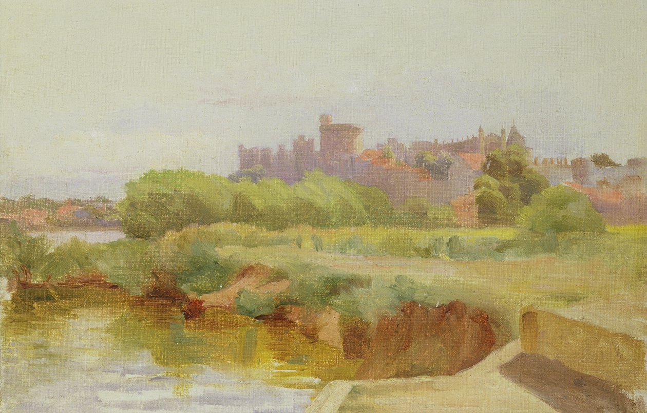 Utsikt över Windsor Castle (olja ombord) av Arthur Claude Cooke