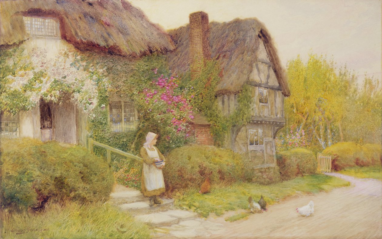 Mata kycklingarna av Arthur Claude Strachan
